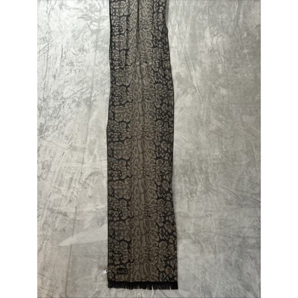 Christian Dior Oblong Wool Scarf Leopard 100% Soie Wool Print Italy 67" - Picture 5 of 8